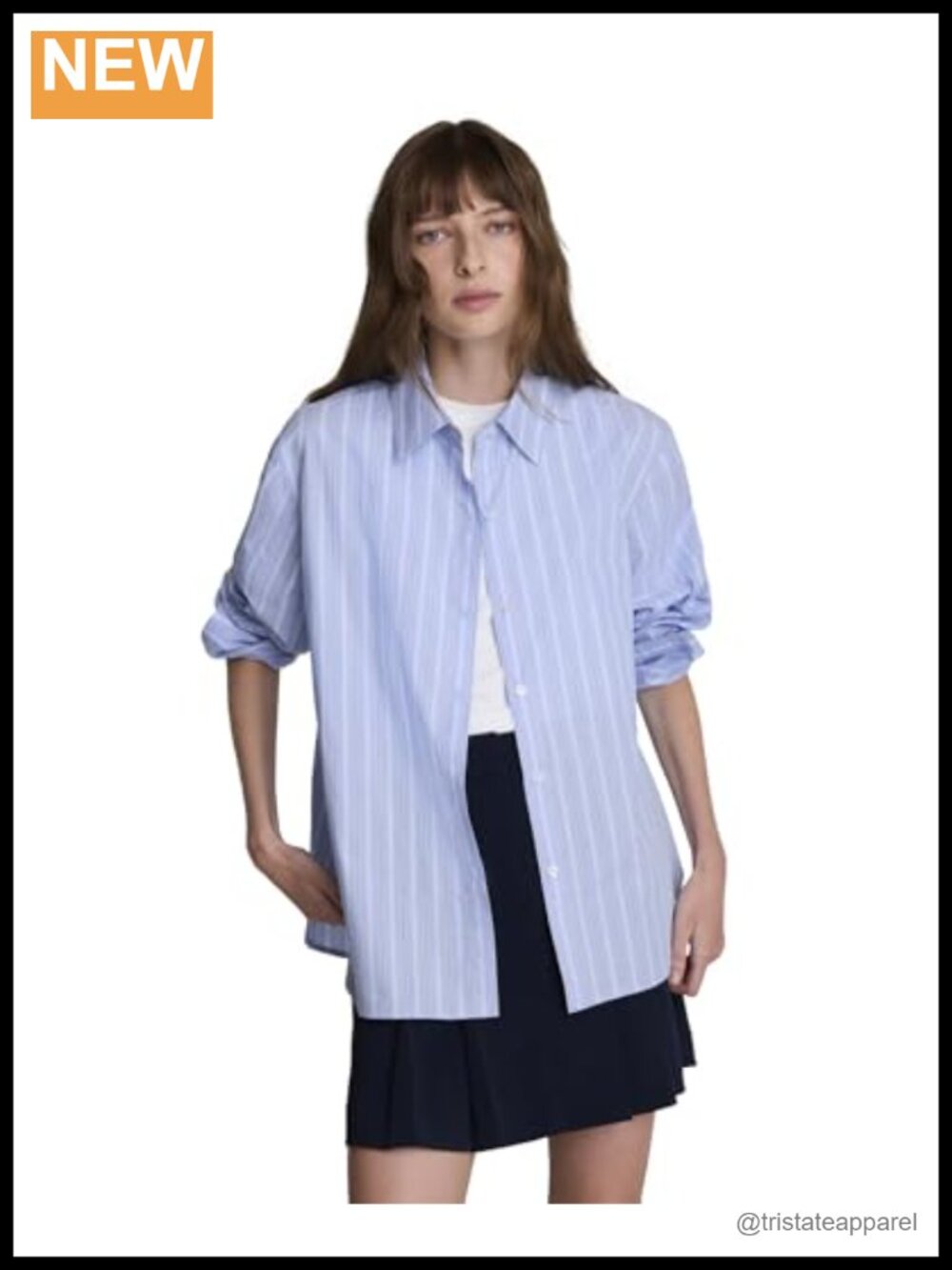 Women's Long Sleeve Striped Cotton Button Down Shirt